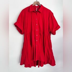 Free People Red Mini Shirt Dress